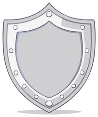 Cartoon metal shield icon for security and protection vector illustration