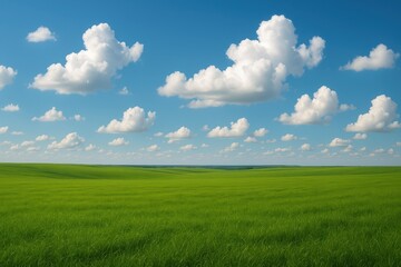 Obraz premium Endless emerald meadow under brilliant azure sky creating perfect pastoral landscape for agricultural themes