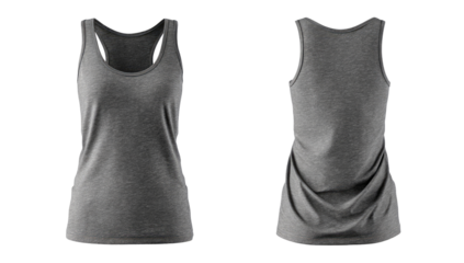 Gray tank top, front and back views