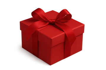 Fototapeta premium Red Gift Box with Beautiful Satin Ribbon Bow on Transparent Background