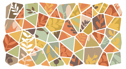 Autumnal Mosaic Pattern with Botanical Elements.