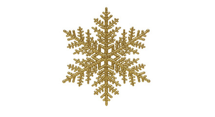 Gold Snowflake Ornament with Intricate Symmetrical Design on White Background