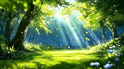 Obraz premium Sunlit Forest Glade.