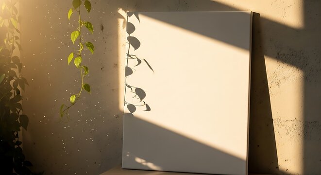 Blank Page Sunlight Plant Shadows Minimalist.