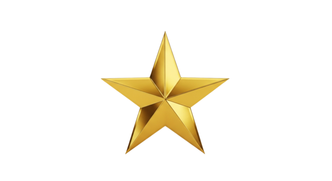 Golden 3D Star Symbolizing Excellence and Achievement on White Background