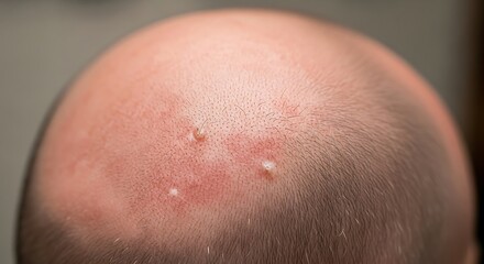 Fototapeta premium Bald Head with Small Skin Lesions.