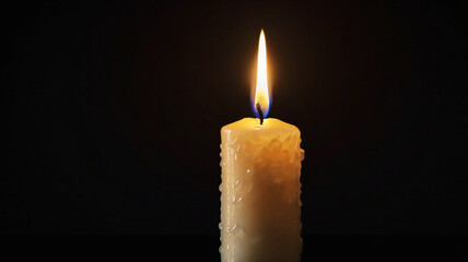 A solitary candle burns in the darkness, its flickering flame casting a warm and inviting glow, a symbol of hope and resilience in the face of adversity and uncertainty