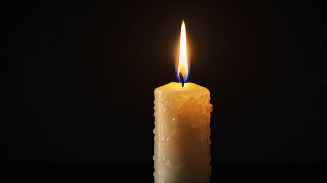 A solitary candle burns in the darkness, its flickering flame casting a warm and inviting glow, a symbol of hope and resilience in the face of adversity and uncertainty