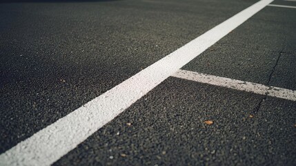 Detailed White Lines on Outdoor Asphalt Court Surface
