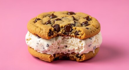 Delicious Chocolate Chip Cookie Dough Ice Cream Sandwich.