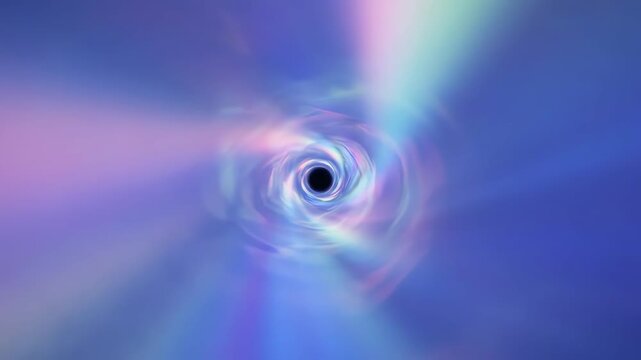 Seamlessly looping ethereal iridescent light tunnel with soft, swirling reflections design, flowing, serene
