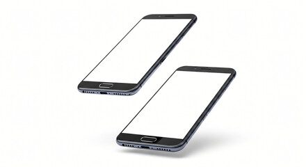 Floating Mobile Phones on White Background