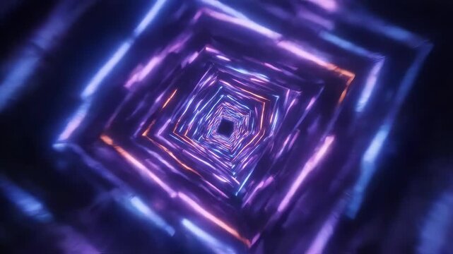 Seamlessly looping vibrant geometric light tunnel with sharp, angular movements creative, corporate, sharp angular movements