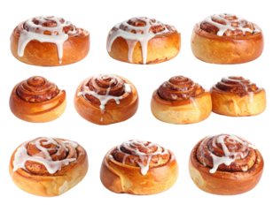 Cinnamon rolls with icing on white