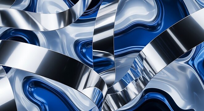 Abstract Geometric Shapes in Blue and Silver.