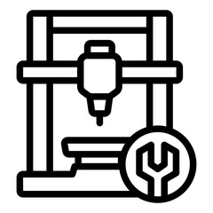 repairing printer outline icon for 3d machine maintenance task