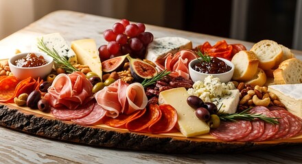 Delicious Gourmet Charcuterie Board Display.