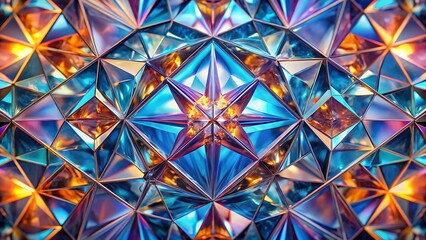 Abstract 3d crystal pattern with dazzling glass reflections and vibrant colors