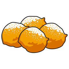 Oliebollen Dutch doughnuts flat color vector illustration template design