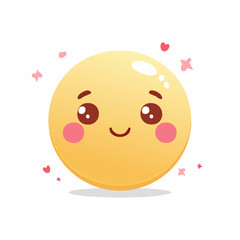Fototapeta premium Vector illustration of kawaii happy emoji face with pink cheeks