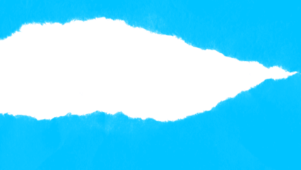 Blue Torn paper frame on transparent background. torn paper texture, ripped of paper designs and jagged paper edges create a raw, artistic look.