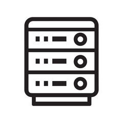 Obraz premium Server Rack Icon Outline Data Storage, Network, Hosting Symbol Isolated