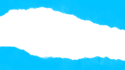 Blue Torn paper frame on transparent background. torn paper texture, ripped of paper designs and jagged paper edges create a raw, artistic look.