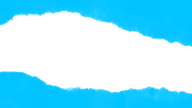 Blue Torn paper frame on transparent background. torn paper texture, ripped of paper designs and jagged paper edges create a raw, artistic look.