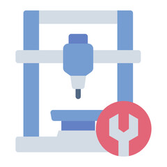 repairing printer flat icon for 3d machine maintenance task