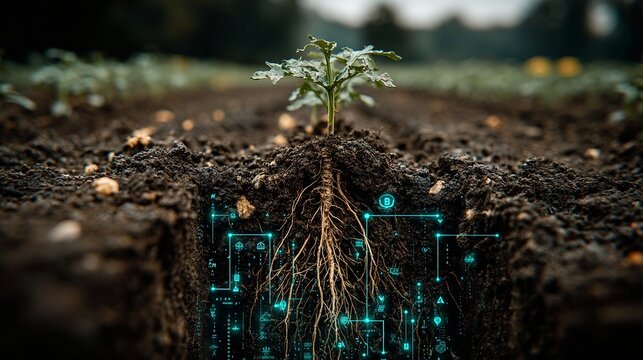 Smart networks analyze soil microbial activity and organic matter levels, enabling AI to optimize nutrient cycling and support robust root system development in natural ecosystems.
