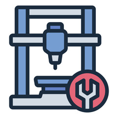 repairing printer filled line icon for 3d machine maintenance task