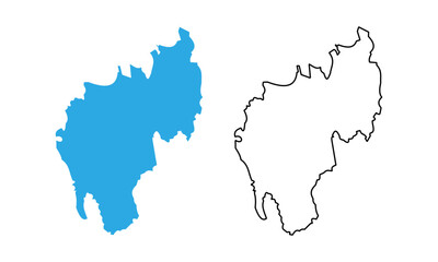 Obraz premium Map of the state of Tripura, India. Map with detailed outlines and blue silhouettes