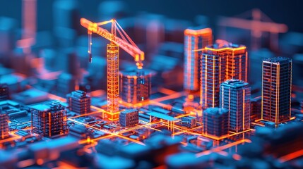 Innovation unleashed aerial view of ai-driven urban development and futuristic construction sites