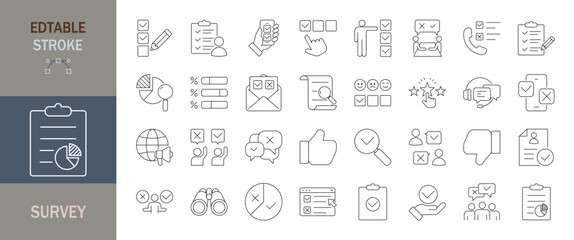 Survey icon set. Editable line icons. Vector illustration.