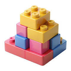 Naklejka premium Colorful stacked building blocks toy for creative childhood learning and development isolated on transparent background