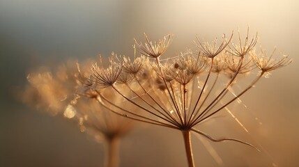 Dried wildflowers in golden sunlight