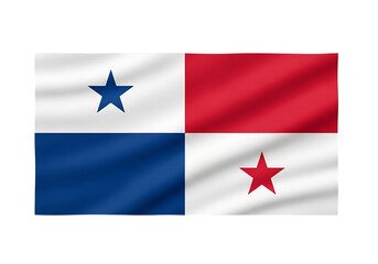 Panama flag waving isolated on transparent background