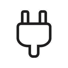Obraz premium Isolated Black Outline Icon of a TwoPronged Electrical Plug on White