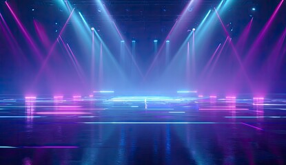 Neon stage lights abstract background