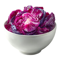 Fresh and vibrant purple cabbage in a white bowl, perfect for healthy dishes and salads.