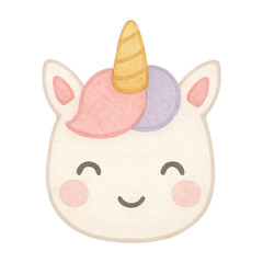 PNG Cute watercolor unicorn illustration.