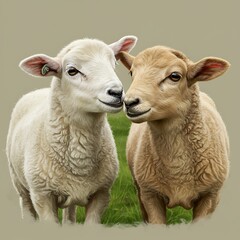 Fototapeta premium Tender Moments: A Realistic Sheep Portrait