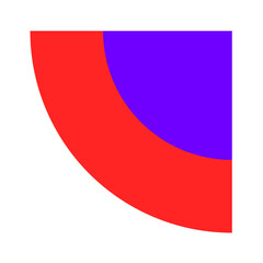 Bold red and purple quarter circle design. Ideal for geometric backgrounds, posters, and branding.