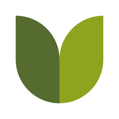 Minimal green leaf shape. Great for eco-friendly, organic, and botanical branding.