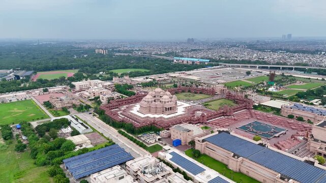 Aerial Shot of Akshardham Temple in Delhi, India
