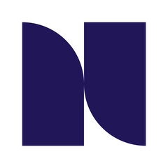 Bold purple N abstract shape. Great for modern logos and typography design.