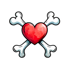 Red Heart & Crossbones Motif