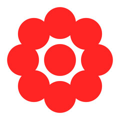 Red floral flower icon. Perfect for spring, decorative, and playful branding.