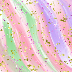 Pastel Swirls with Gold and Pink Glitter Confetti background
