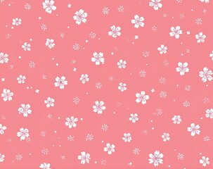 Pink background with scattered white flowers
